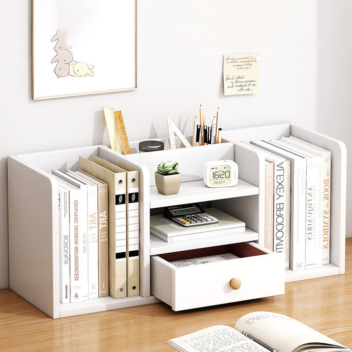 Estante de almacenamiento de escritorio rectangular minimalista moderno de MDF con 1 cajón para sala de estar 