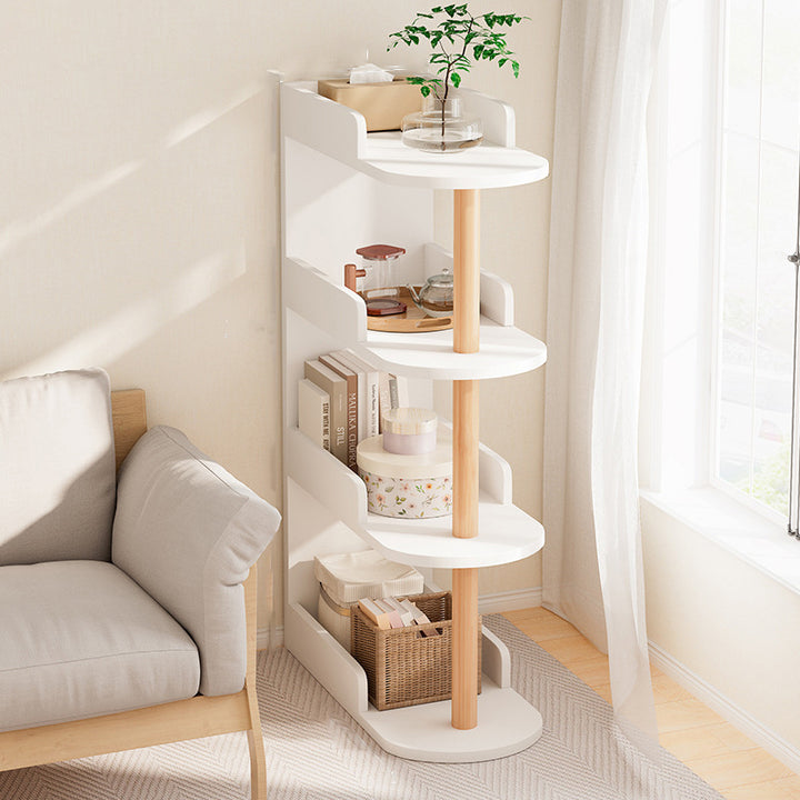 Modern Minimalist MDF Pine Curved Rectangular Storage Shelf 3/4-Tier For Living Room