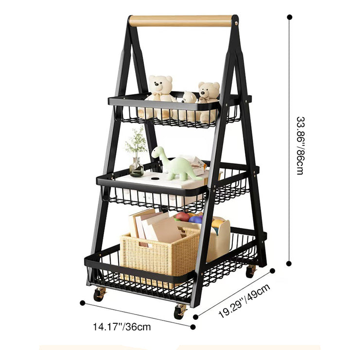 Modern Minimalist Iron A-Frame Square Storage Shelf 3-Tier For Living Room