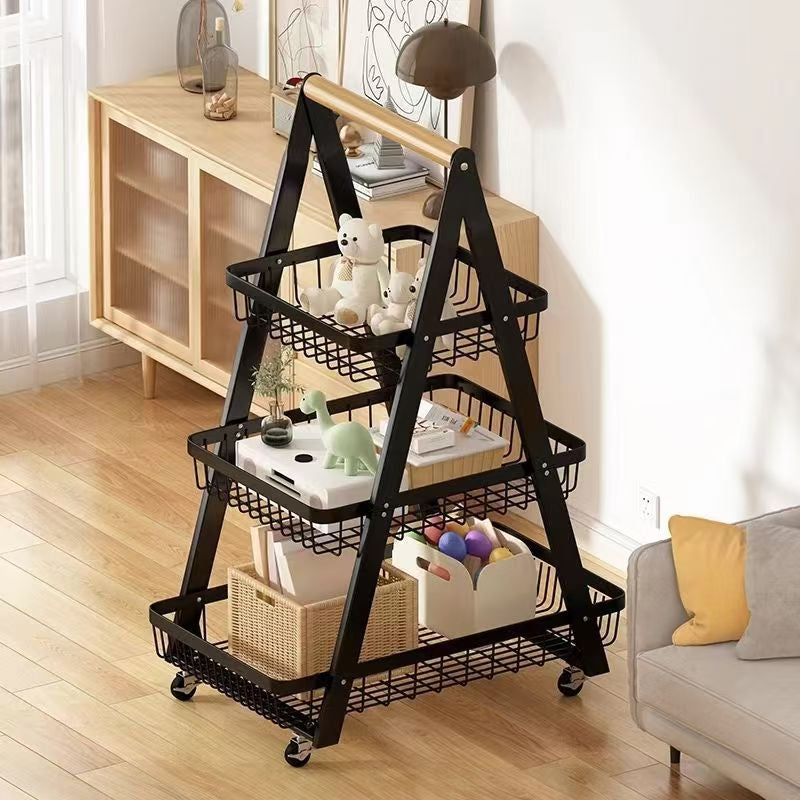 Modern Minimalist Iron A-Frame Square Storage Shelf 3-Tier For Living Room