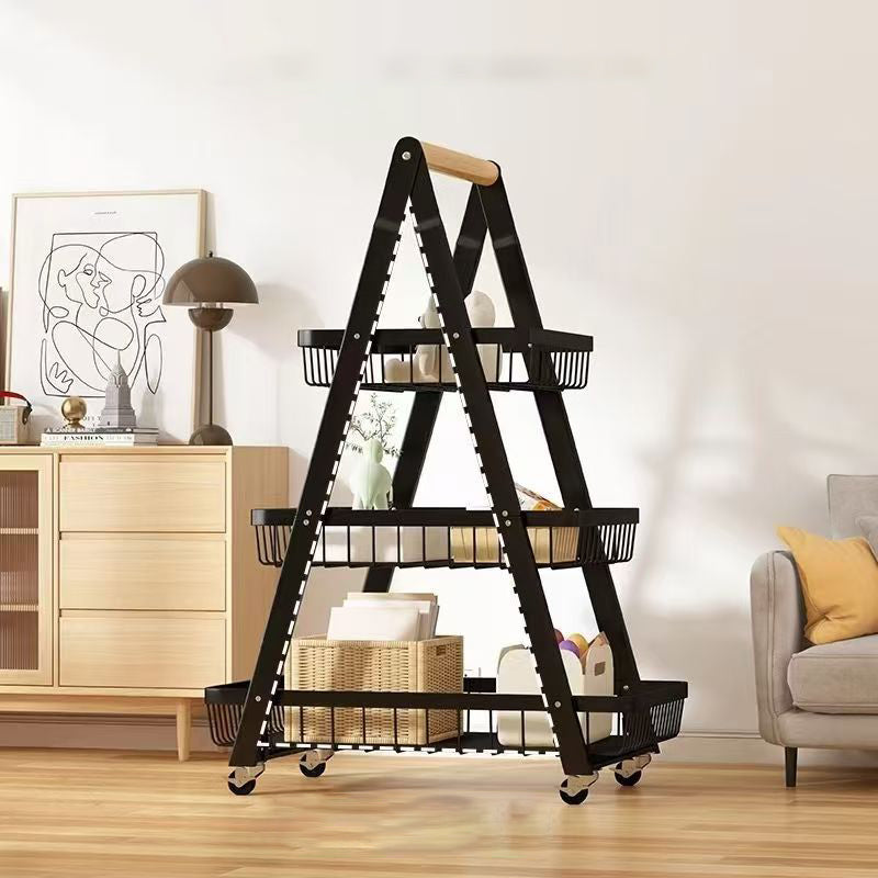 Modern Minimalist Iron A-Frame Square Storage Shelf 3-Tier For Living Room
