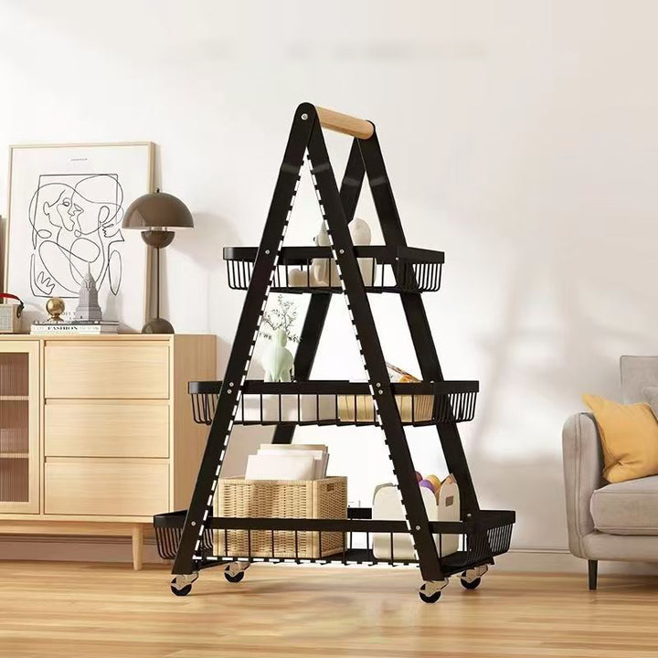 Modern Minimalist Iron A-Frame Square Storage Shelf 3-Tier For Living Room