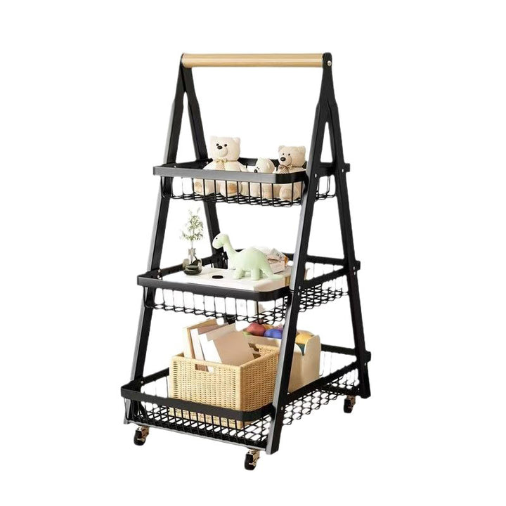 Modern Minimalist Iron A-Frame Square Storage Shelf 3-Tier For Living Room