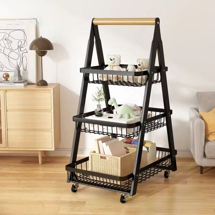 Modern Minimalist Iron A-Frame Square Storage Shelf 3-Tier For Living Room