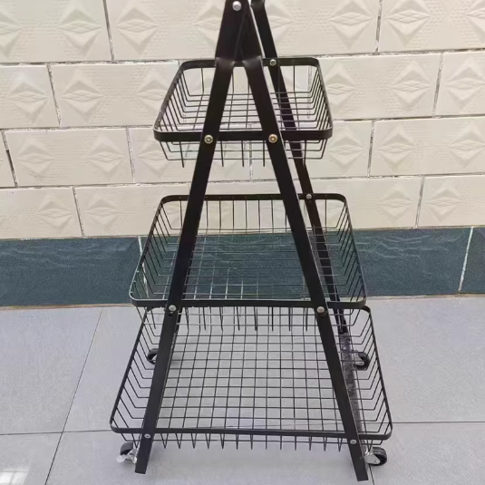 Modern Minimalist Iron A-Frame Square Storage Shelf 3-Tier For Living Room