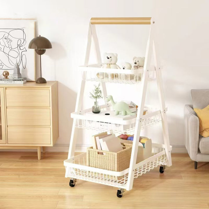Modern Minimalist Iron A-Frame Square Storage Shelf 3-Tier For Living Room