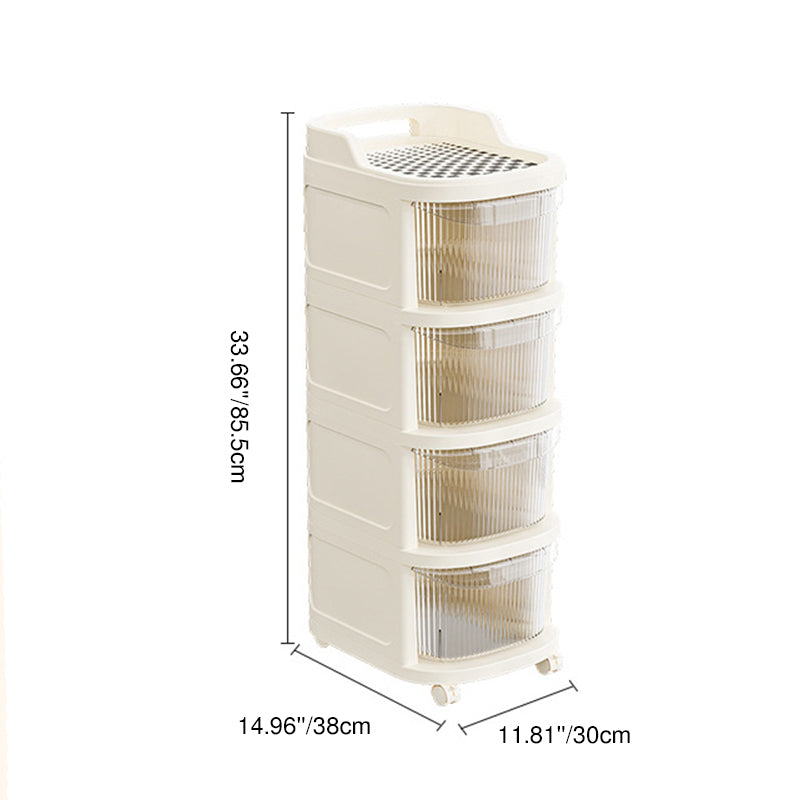 Modern Minimalist Plastic Rounded Square Mobile Storage Shelf 2/3/4/5 Drawers For Living Room