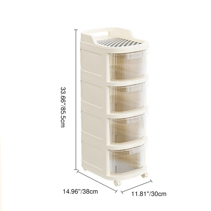 Modern Minimalist Plastic Rounded Square Mobile Storage Shelf 2/3/4/5 Drawers For Living Room