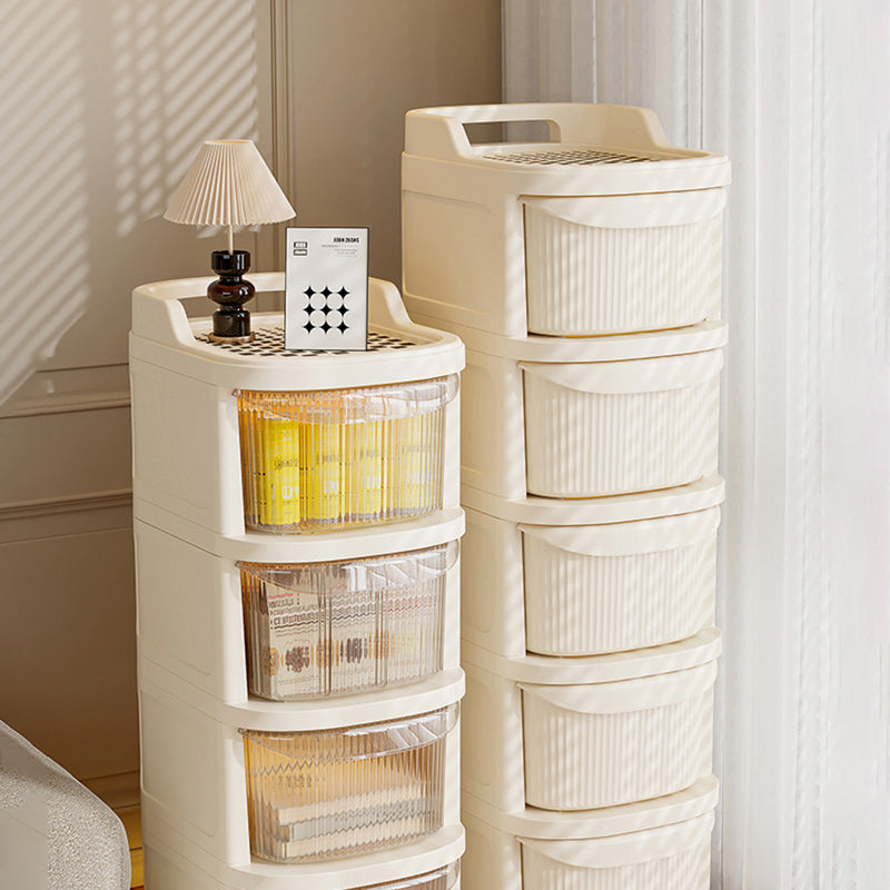 Modern Minimalist Plastic Rounded Square Mobile Storage Shelf 2/3/4/5 Drawers For Living Room