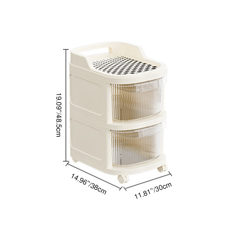 Modern Minimalist Plastic Rounded Square Mobile Storage Shelf 2/3/4/5 Drawers For Living Room