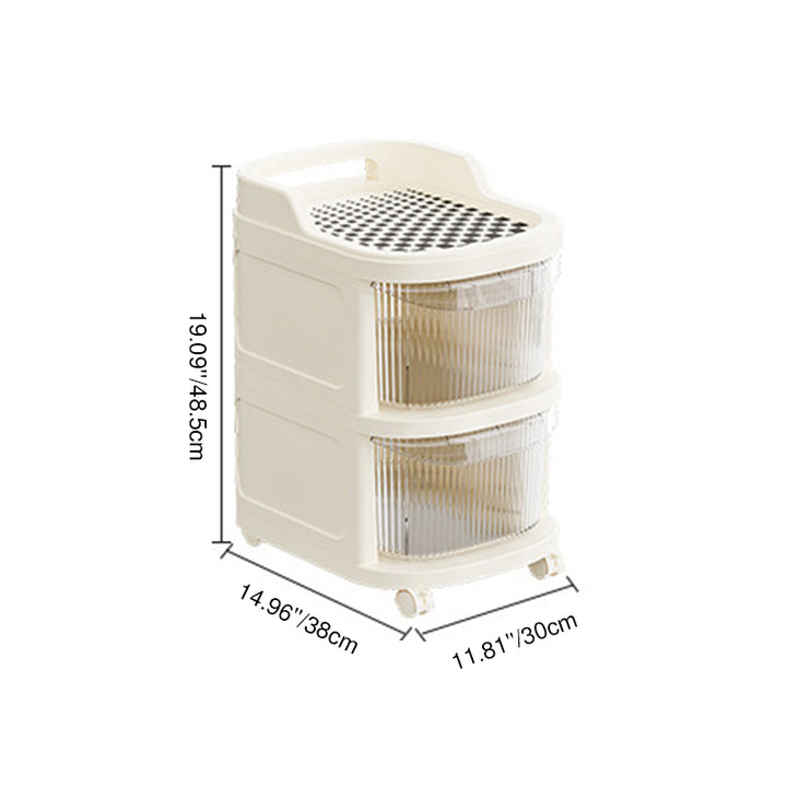 Modern Minimalist Plastic Rounded Square Mobile Storage Shelf 2/3/4/5 Drawers For Living Room