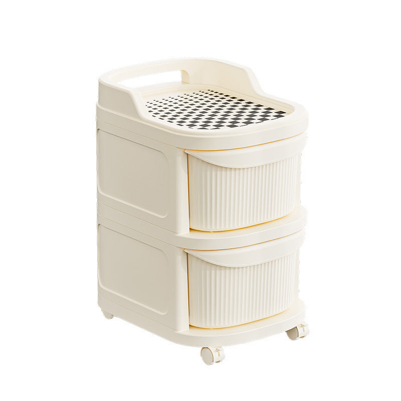 Modern Minimalist Plastic Rounded Square Mobile Storage Shelf 2/3/4/5 Drawers For Living Room