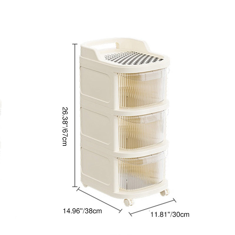 Modern Minimalist Plastic Rounded Square Mobile Storage Shelf 2/3/4/5 Drawers For Living Room