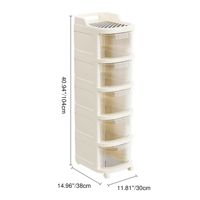 Modern Minimalist Plastic Rounded Square Mobile Storage Shelf 2/3/4/5 Drawers For Living Room