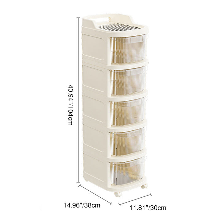 Modern Minimalist Plastic Rounded Square Mobile Storage Shelf 2/3/4/5 Drawers For Living Room