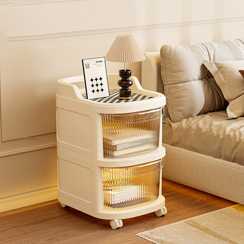 Modern Minimalist Plastic Rounded Square Mobile Storage Shelf 2/3/4/5 Drawers For Living Room