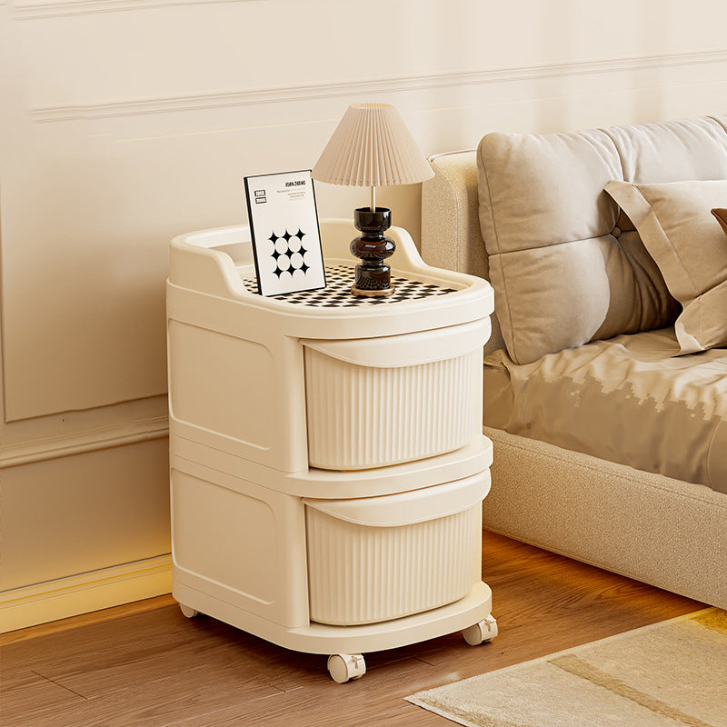 Modern Minimalist Plastic Rounded Square Mobile Storage Shelf 2/3/4/5 Drawers For Living Room