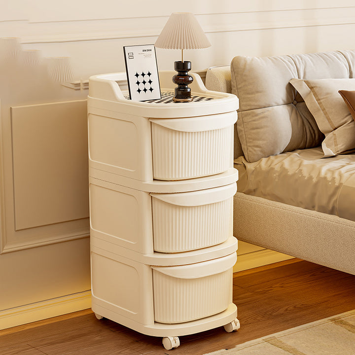 Modern Minimalist Plastic Rounded Square Mobile Storage Shelf 2/3/4/5 Drawers For Living Room