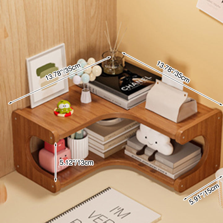 Étagère de rangement incurvée d’angle droit en MDF et bambou vintage traditionnel, 2/3 niveaux, pour salon 