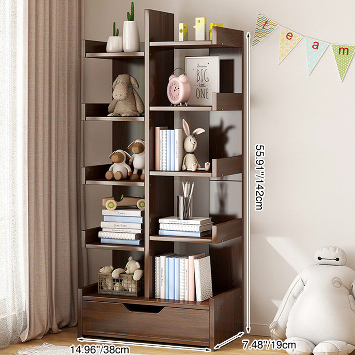 Modern Minimalist Engineered Wood Right-Angle Rectangular Storage Shelf 10 Tier For Living Room
