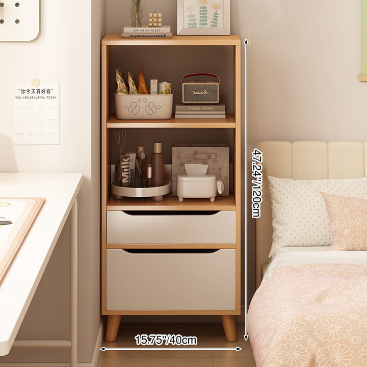 Étagère de rangement cylindrique rectangulaire en bois d&