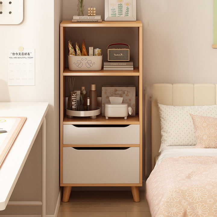 Étagère de rangement cylindrique rectangulaire en bois d&
