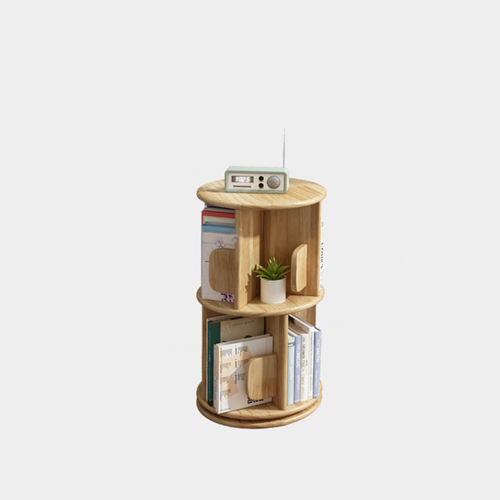 Étagère ronde rotative contemporaine en bois massif, 2/3/4 niveaux, pour salon 