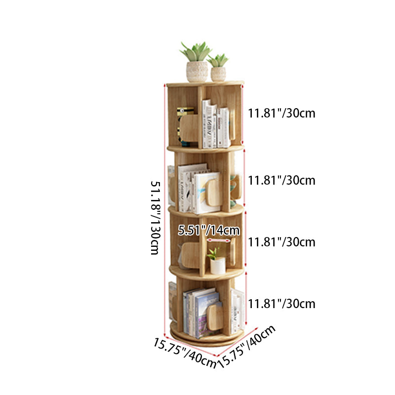 Étagère ronde rotative contemporaine en bois massif, 2/3/4 niveaux, pour salon 