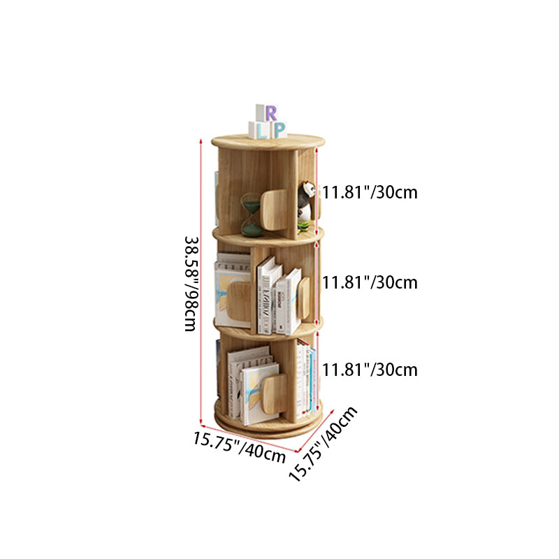 Étagère ronde rotative contemporaine en bois massif, 2/3/4 niveaux, pour salon 