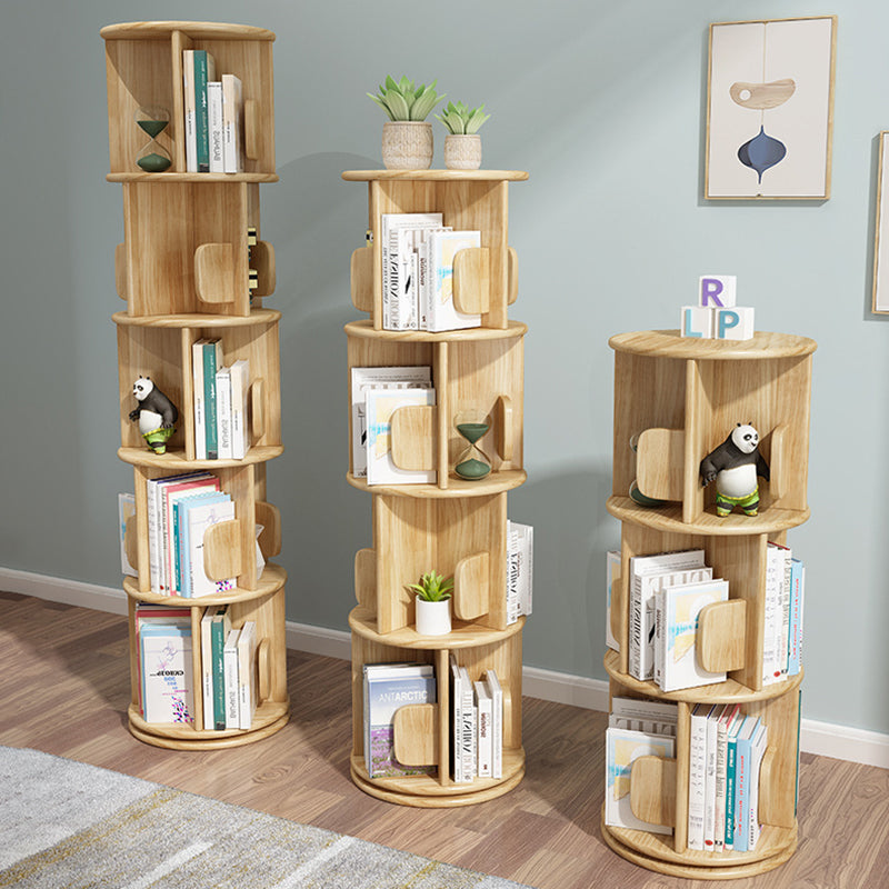 Étagère ronde rotative contemporaine en bois massif, 2/3/4 niveaux, pour salon 