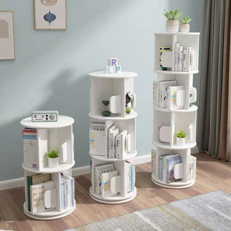 Étagère ronde rotative contemporaine en bois massif, 2/3/4 niveaux, pour salon 
