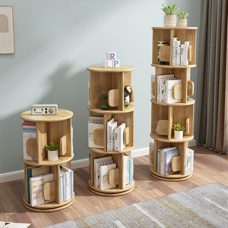 Étagère ronde rotative contemporaine en bois massif, 2/3/4 niveaux, pour salon 