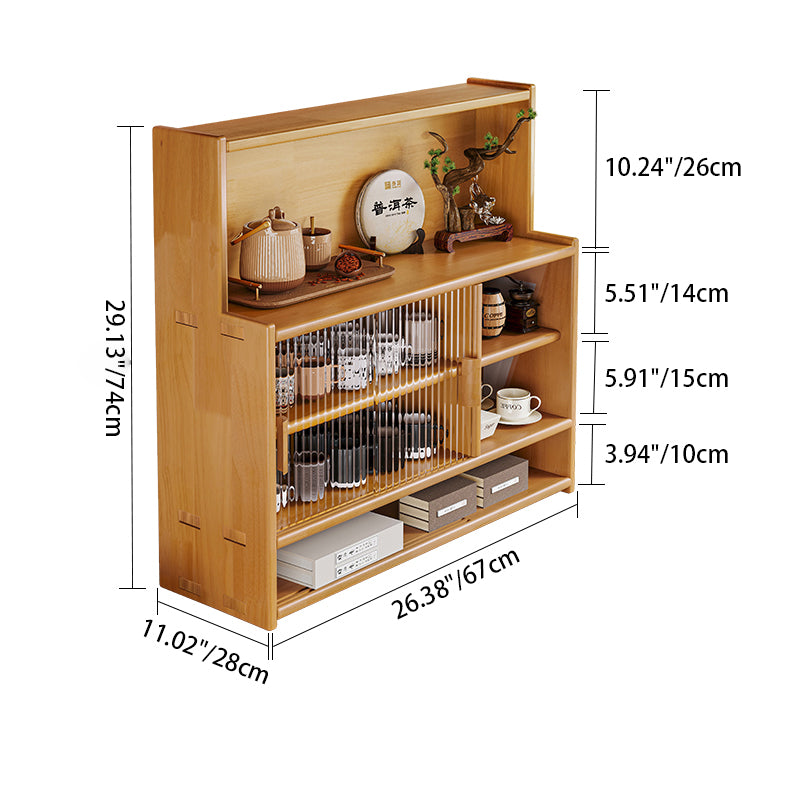 Traditional Vintage Pine Wood MDF Glass Rounded Rectangular Storage Shelf 3/4 Tier For Bedroom