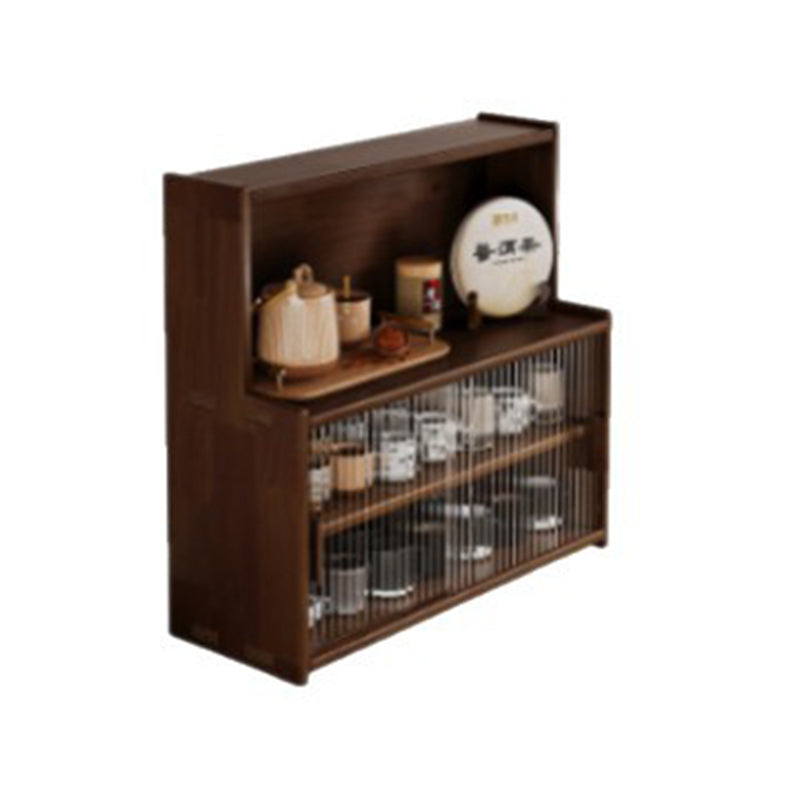 Traditional Vintage Pine Wood MDF Glass Rounded Rectangular Storage Shelf 3/4 Tier For Bedroom