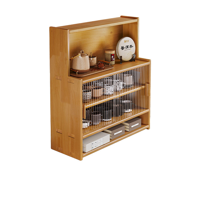 Traditional Vintage Pine Wood MDF Glass Rounded Rectangular Storage Shelf 3/4 Tier For Bedroom