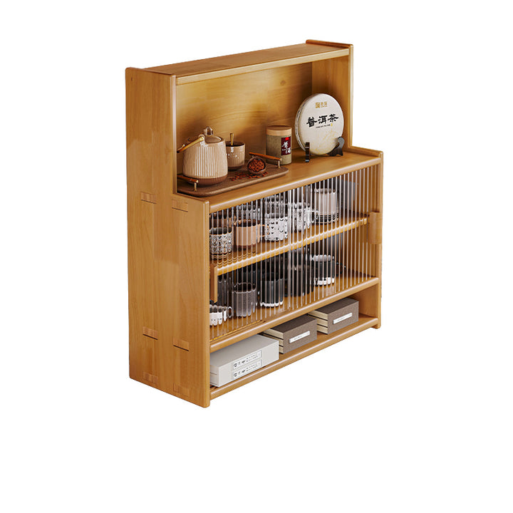 Traditional Vintage Pine Wood MDF Glass Rounded Rectangular Storage Shelf 3/4 Tier For Bedroom