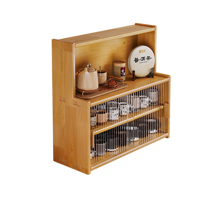 Traditional Vintage Pine Wood MDF Glass Rounded Rectangular Storage Shelf 3/4 Tier For Bedroom