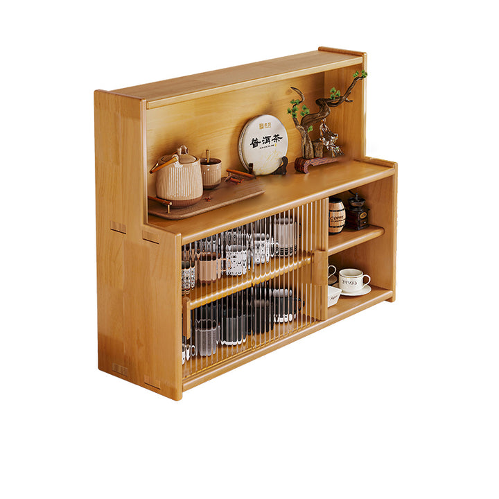Traditional Vintage Pine Wood MDF Glass Rounded Rectangular Storage Shelf 3/4 Tier For Bedroom