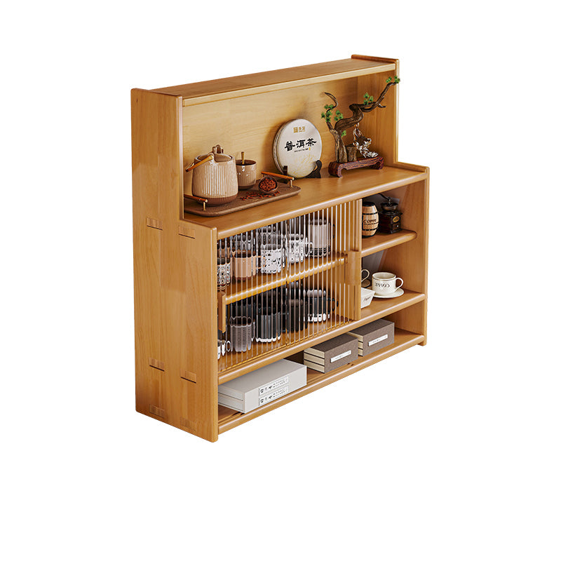 Traditional Vintage Pine Wood MDF Glass Rounded Rectangular Storage Shelf 3/4 Tier For Bedroom