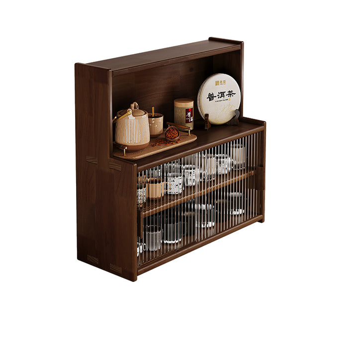 Traditional Vintage Pine Wood MDF Glass Rounded Rectangular Storage Shelf 3/4 Tier For Bedroom
