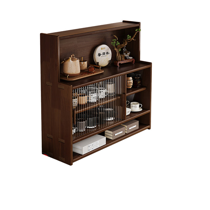 Traditional Vintage Pine Wood MDF Glass Rounded Rectangular Storage Shelf 3/4 Tier For Bedroom