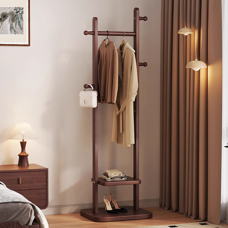 Traditional Vintage Solid Wood Cylindrical Square Hall Tree 1/2 Tier For Bedroom