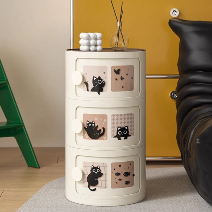 Contemporary Creative ABS Round Animal Nightstand 2/3 Tier For Bedroom