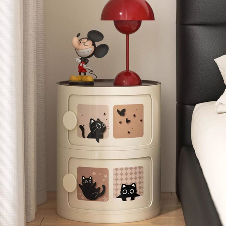 Contemporary Creative ABS Round Animal Nightstand 2/3 Tier For Bedroom