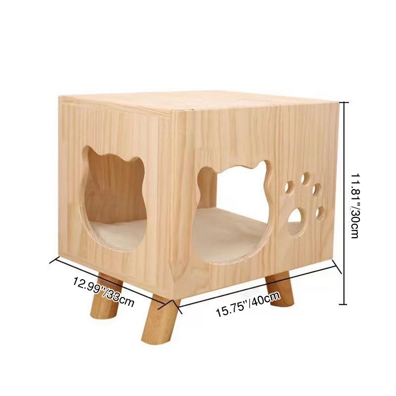 Modern Minimalist Solid Wood Cylinder Square Cat Bed 1 Storage For Bedroom