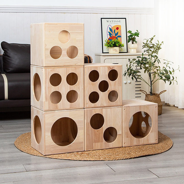 Lit rond carré en bois d&