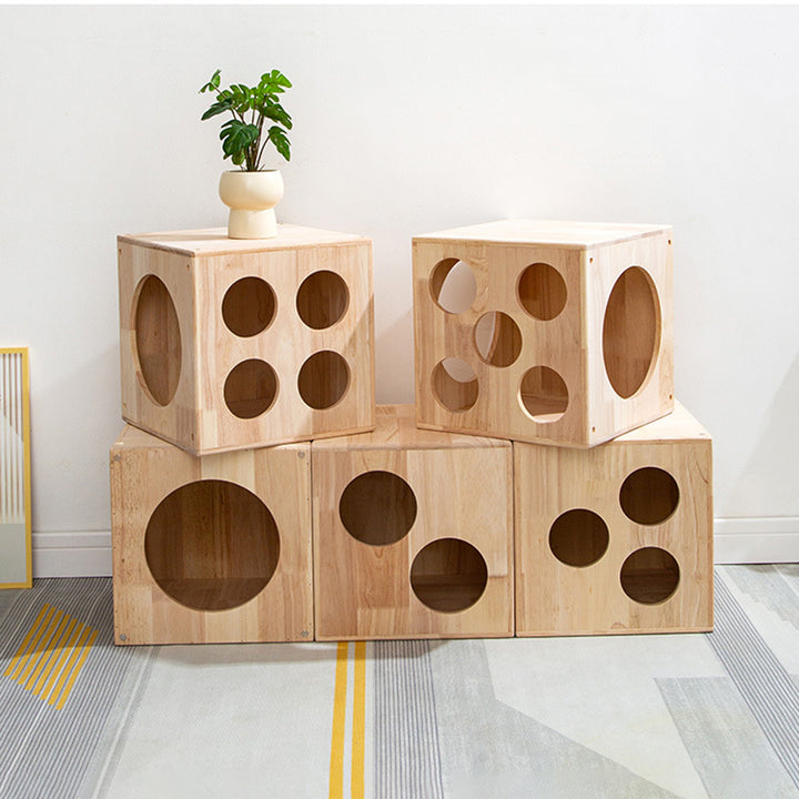Lit rond carré en bois d&