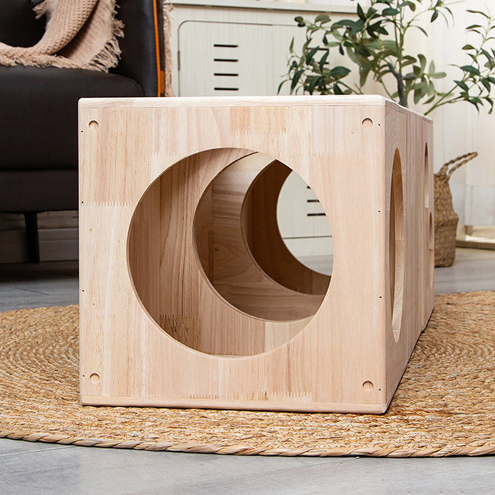 Lit rond carré en bois d&