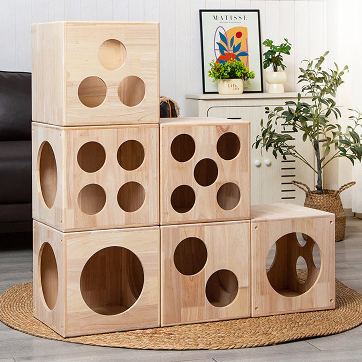 Lit rond carré en bois d&