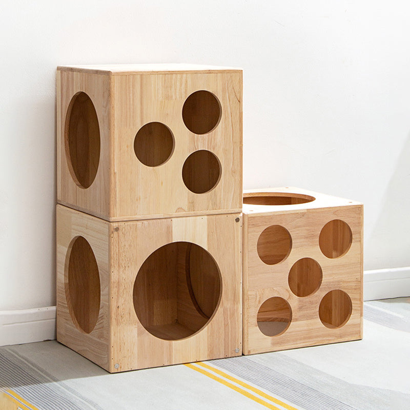 Lit rond carré en bois d&